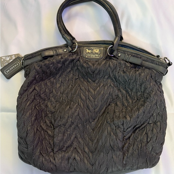 Coach Black Quilted Shoulder Bag with Metallic Accents - Picture 1 of 4